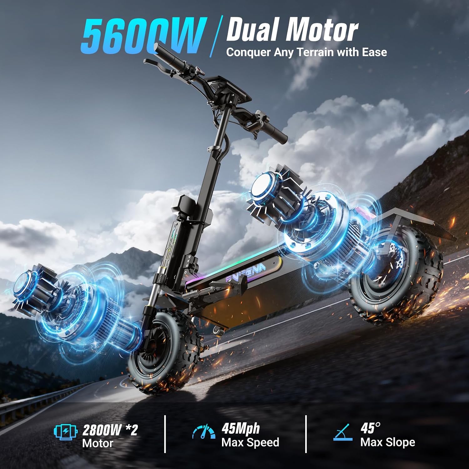 60V 5600W Dual Motor Electric Scooter - Hulajnogi elektryczne dla dorosłych - 5600W,