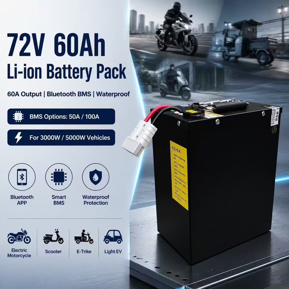 72V 60Ah Lifepo4 Battery Pack - Akumulator litowo-jonowy polimerowy 72V 60Ah 60A,