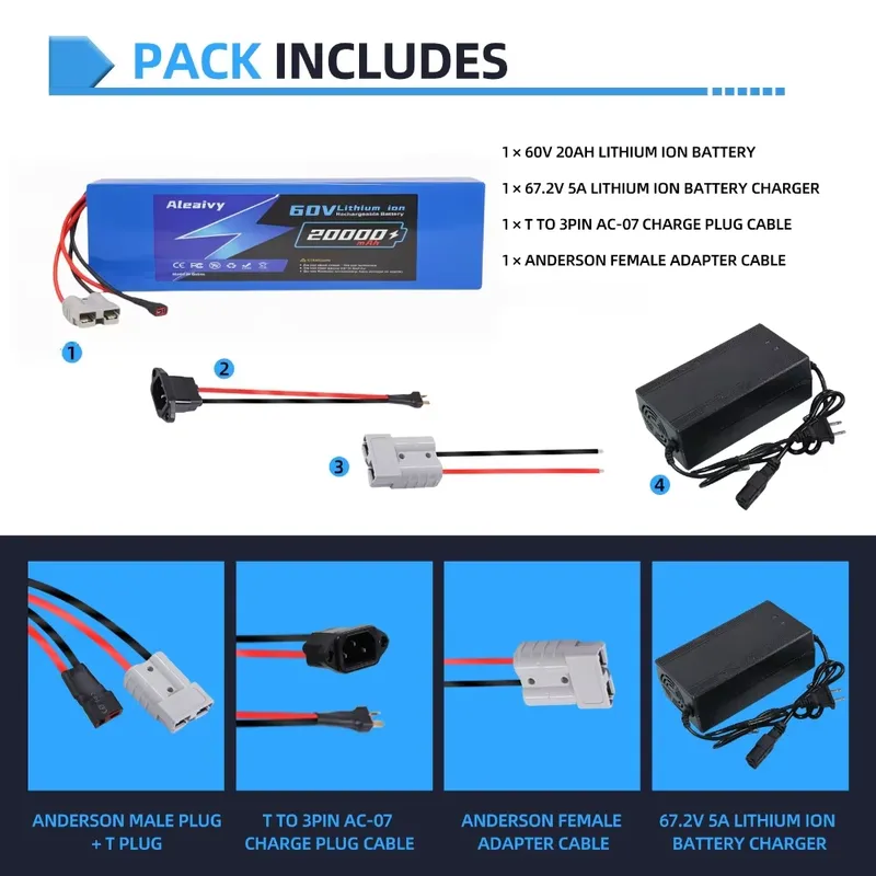 Aleaivy 60V 20AH 30AH 21700 Ak – 60V 30Ah Electric Scooter Battery recenzja i cena