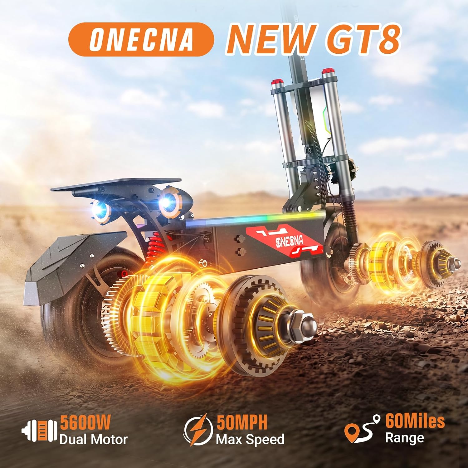 ONECNA NEW GT8PRO Elektryczny  – 60V 5600W Dual Motor Electric Scooter recenzja i cena